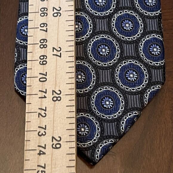 Vintage Culwell & Son Dallas Blue Gray Hand Made 100% Silk Made In USA - Picture 5 of 11